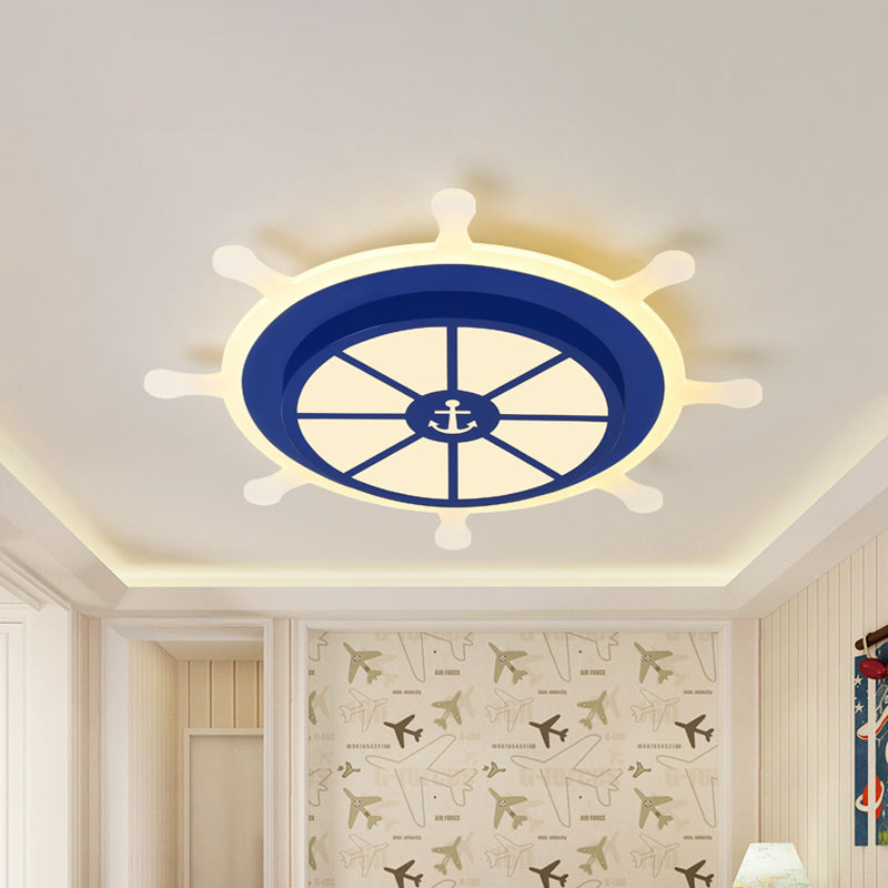 Rudder Flushmount LED Kids Ceiling Lamp - 19.5"/23.5" Acrylic, Blue, Warm/White Light