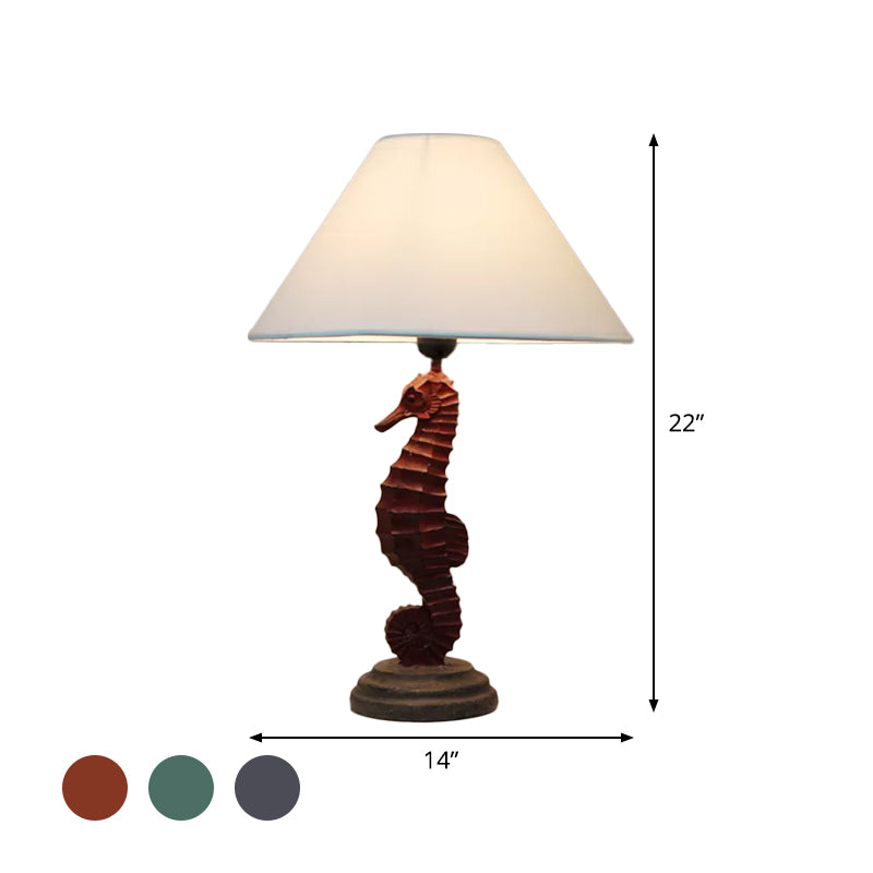 Seahorse Base Bedchamber Nightstand Lamp: Single Bulb Table Light For Children In Dark Blue/Sky