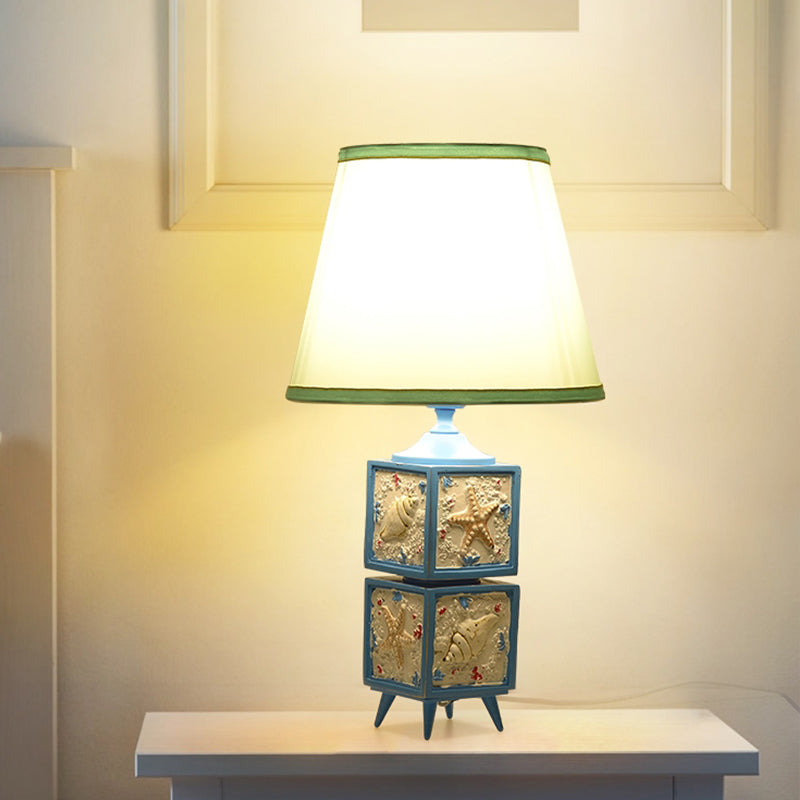 Modern Conch Cubic Resin Night Table Lamp: Light/Sky Blue Shade 1-Light Task Lighting Sky / With