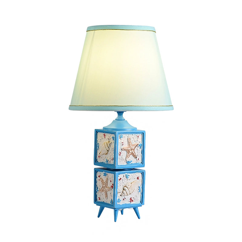 Modern Conch Cubic Resin Night Table Lamp: Light/Sky Blue Shade 1-Light Task Lighting