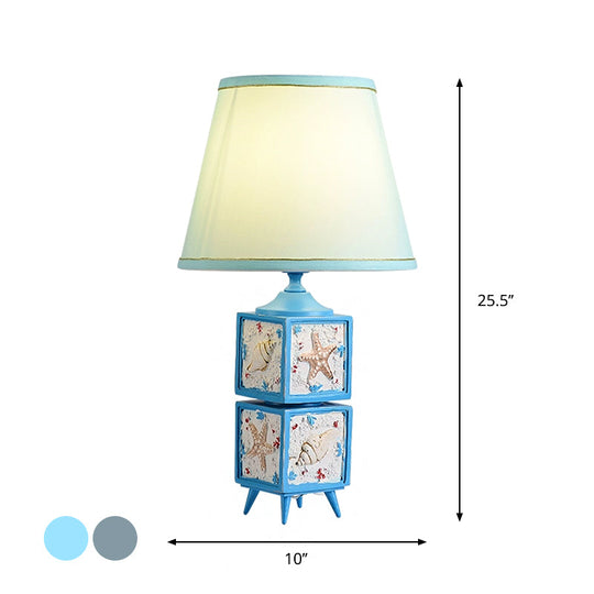 Modern Conch Cubic Resin Night Table Lamp: Light/Sky Blue Shade 1-Light Task Lighting