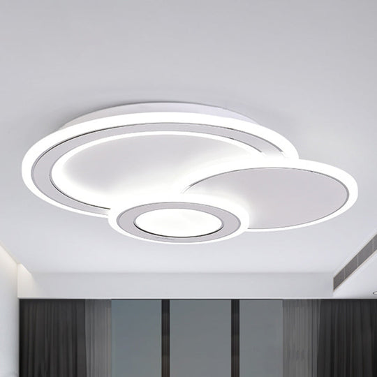 Modern Metal Led Ceiling Mounted Fixture For Guest Room - Minimalist Black & White Flush Light