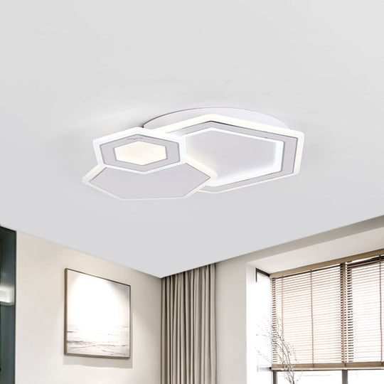 Modern Metal Led Ceiling Mounted Fixture For Guest Room - Minimalist Black & White Flush Light