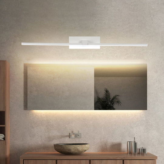 Minimalist White Rectangle Vanity Lamp - 16/19.5 L Led Metal Wall Mount Light In Warm/White / 16