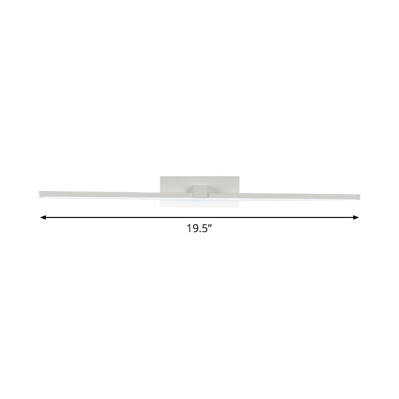 Minimalist White Rectangle Vanity Lamp - 16/19.5 L Led Metal Wall Mount Light In Warm/White