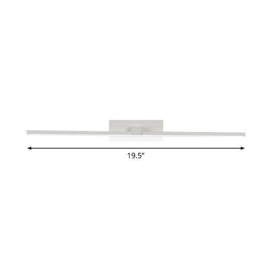 Minimalist White Rectangle Vanity Lamp - 16/19.5 L Led Metal Wall Mount Light In Warm/White