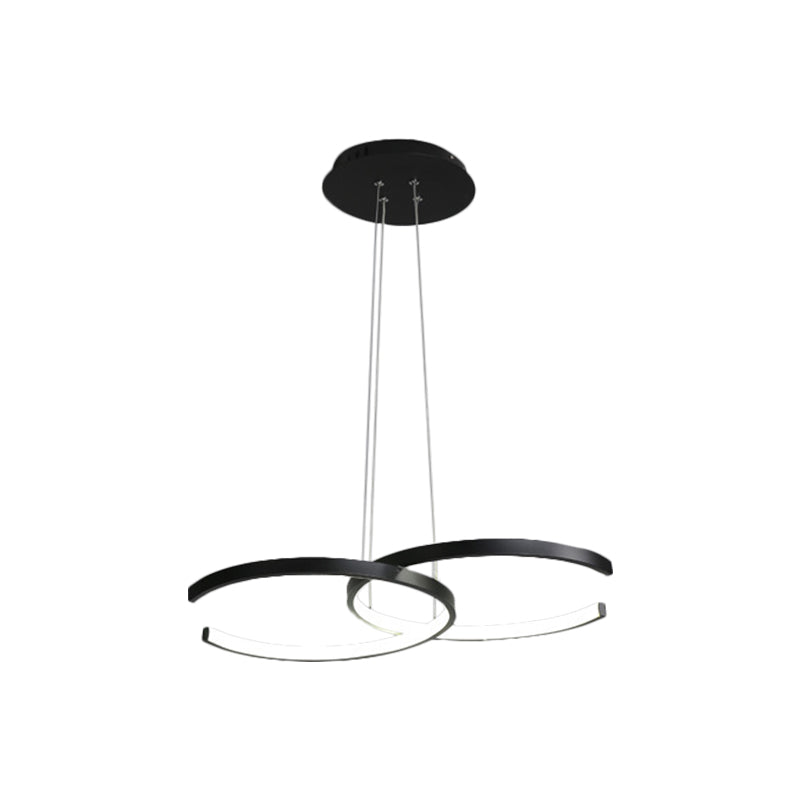 Modern Black/White C-Frame Chandelier Lamp - Led Down Lighting Pendant In Warm/White Light