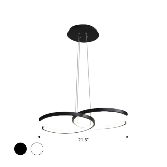 Modern Black/White C-Frame Chandelier Lamp - Led Down Lighting Pendant In Warm/White Light