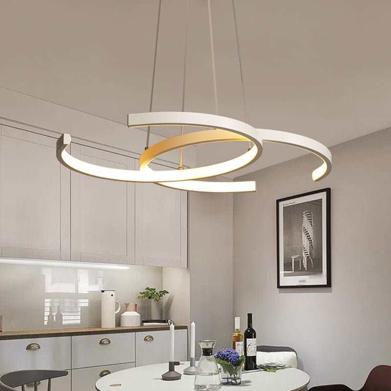 Modern Black/White C-Frame Chandelier Lamp - Led Down Lighting Pendant In Warm/White Light White /