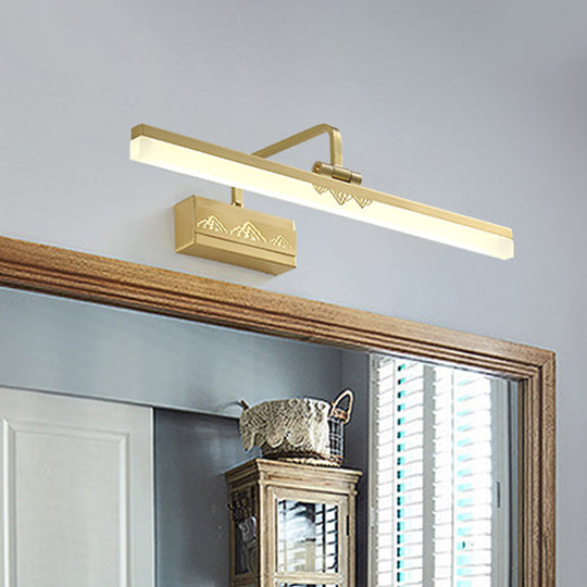 Led Brass Swing Arm Wall Sconce - Modern Metal Tube Vanity Light Fixture