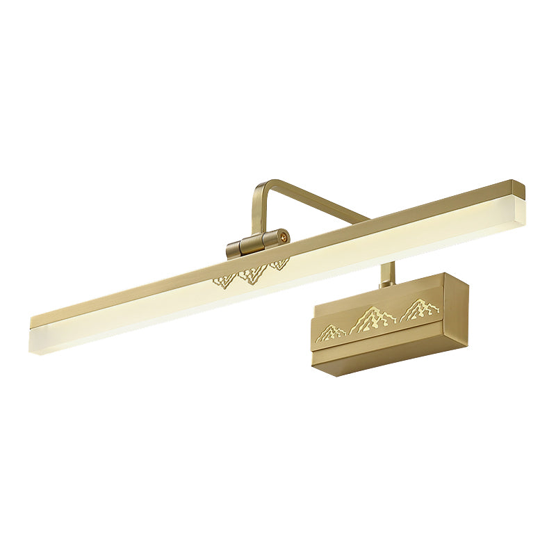 Led Brass Swing Arm Wall Sconce - Modern Metal Tube Vanity Light Fixture