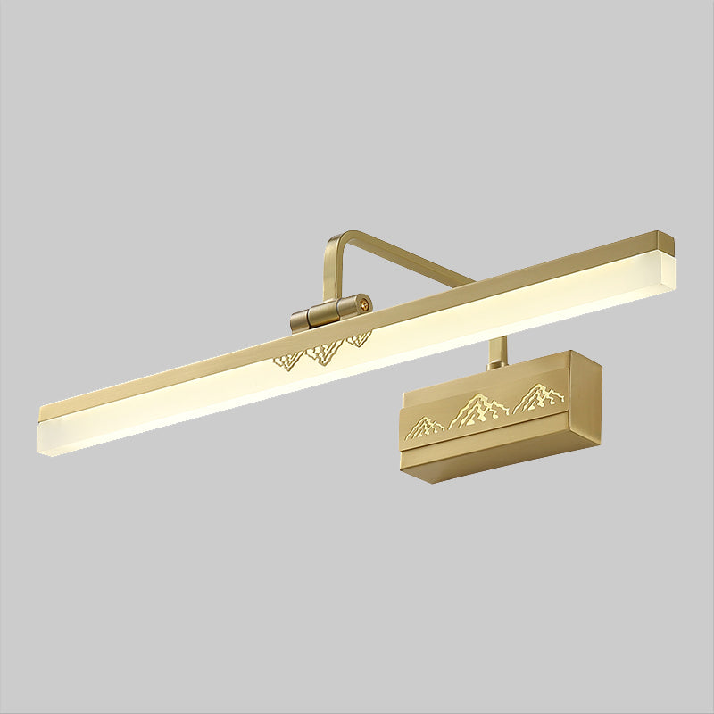 Led Brass Swing Arm Wall Sconce - Modern Metal Tube Vanity Light Fixture