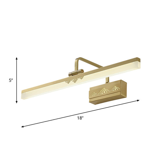 Led Brass Swing Arm Wall Sconce - Modern Metal Tube Vanity Light Fixture