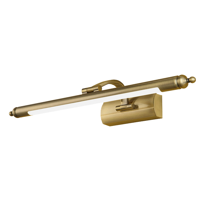 Modern Wall-Mounted Led Vanity Lamp In Brass Finish - Straight Mirror Cabinet Light Fixture