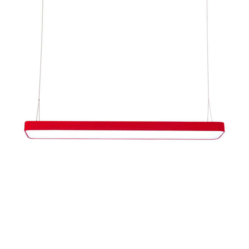 Red Rectangular Led Island Pendant Light For Kids Room With Acrylic Shade