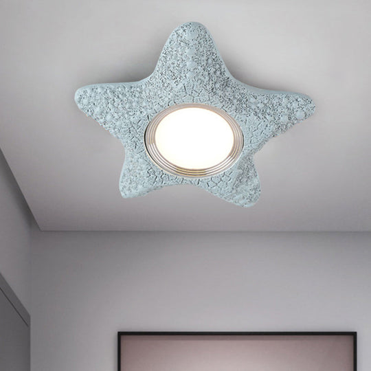 Nautical Led Ceiling Lamp In Black/Blue/Light Blue With Resin Shade - Flush Mount Lighting For