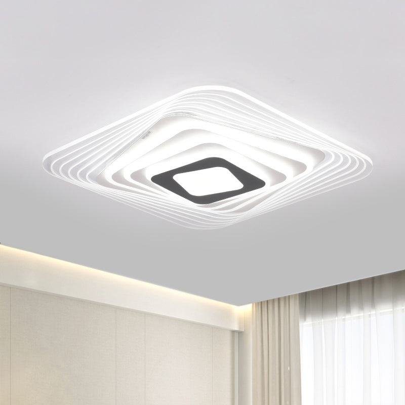 Modern LED Bedroom Ceiling Light: Simplicity White Flush Mount with Acrylic Stacked Shade (Triangle/Square/Hexagon)