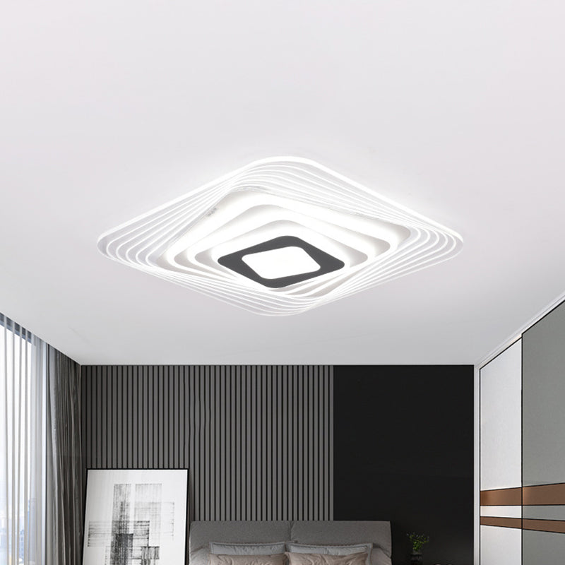 Modern LED Bedroom Ceiling Light: Simplicity White Flush Mount with Acrylic Stacked Shade (Triangle/Square/Hexagon)