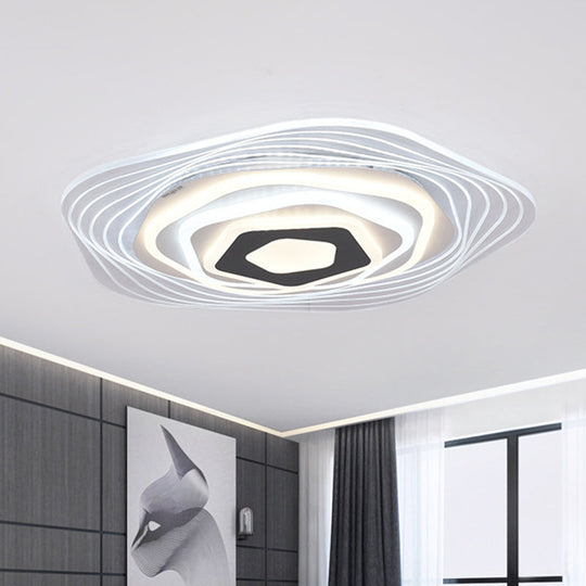 Modern LED Bedroom Ceiling Light: Simplicity White Flush Mount with Acrylic Stacked Shade (Triangle/Square/Hexagon)