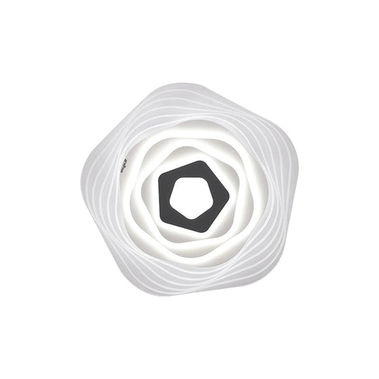 Modern Led Bedroom Ceiling Light: Simplicity White Flush Mount With Acrylic Stacked Shade