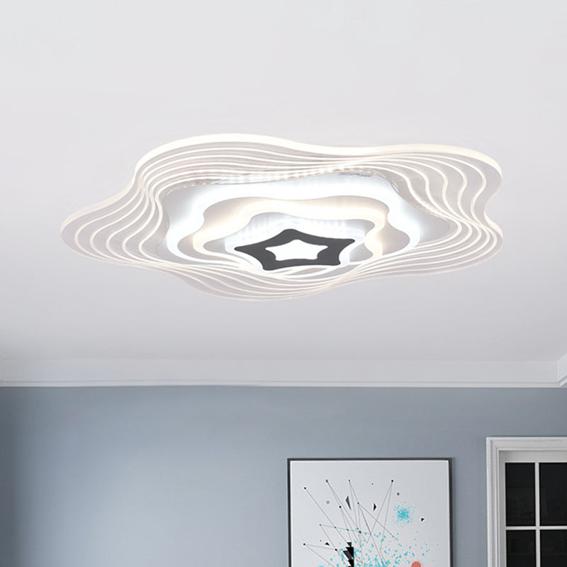 Modern LED Bedroom Ceiling Light: Simplicity White Flush Mount with Acrylic Stacked Shade (Triangle/Square/Hexagon)