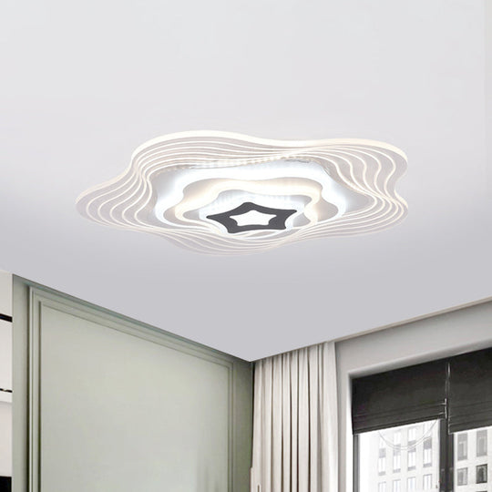 Modern LED Bedroom Ceiling Light: Simplicity White Flush Mount with Acrylic Stacked Shade (Triangle/Square/Hexagon)