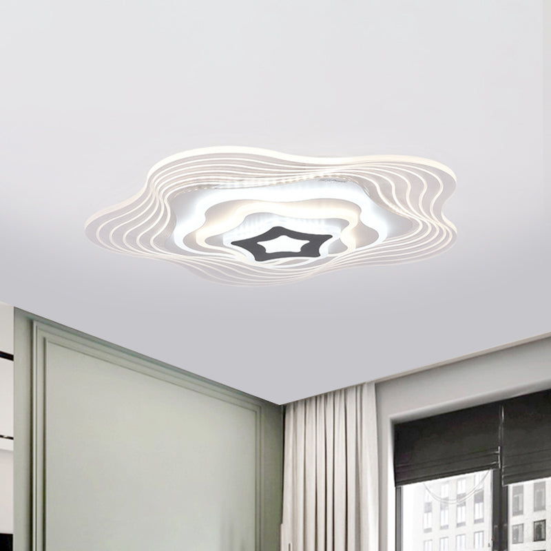 Modern Led Bedroom Ceiling Light: Simplicity White Flush Mount With Acrylic Stacked Shade