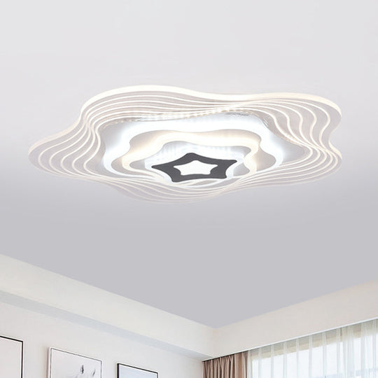 Modern LED Bedroom Ceiling Light: Simplicity White Flush Mount with Acrylic Stacked Shade (Triangle/Square/Hexagon)