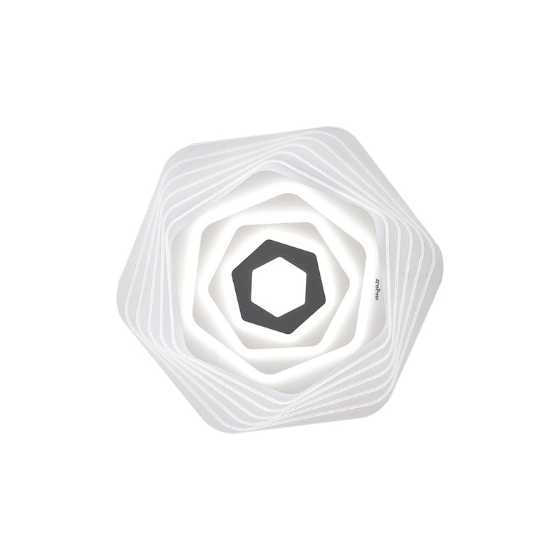 Modern LED Bedroom Ceiling Light: Simplicity White Flush Mount with Acrylic Stacked Shade (Triangle/Square/Hexagon)