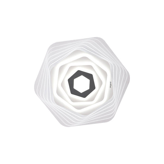 Modern Led Bedroom Ceiling Light: Simplicity White Flush Mount With Acrylic Stacked Shade