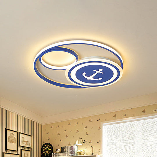 16"/19.5" W LED Blue Flushmount Lighting: Mediterranean Acrylic Disk Flush Ceiling Light for Kids Room"