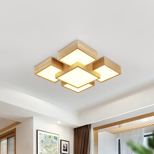 Modernist Beige Flush Mount 26"/31.5" LED Wood Ceiling Light Fixture