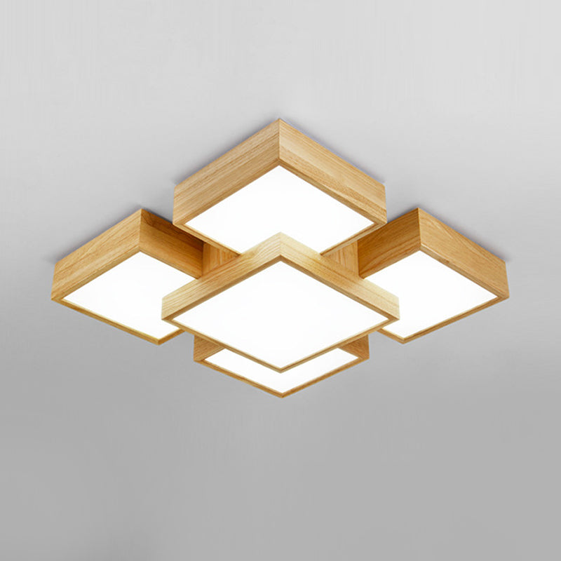 Modernist Beige Flush Mount 26"/31.5" LED Wood Ceiling Light Fixture