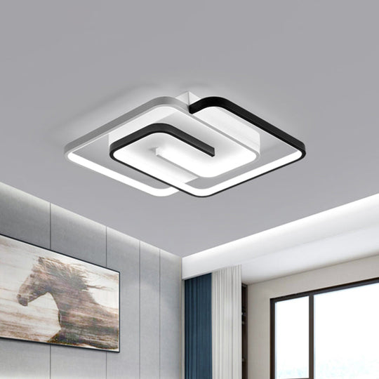 White Square Bedroom Flush Mount Light: LED Acrylic Simplicity Ceiling Fixture, 18"/21.5" Width