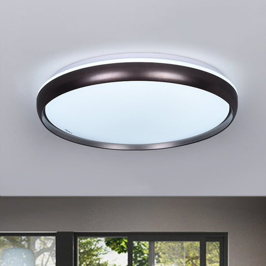 Sleek Round LED Ceiling Lamp - Modern Metallic Dark Brown/Copper/Dark Gold Flush Mount Lighting for Parlor