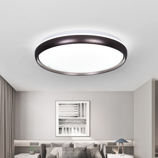 Sleek Round LED Ceiling Lamp - Modern Metallic Dark Brown/Copper/Dark Gold Flush Mount Lighting for Parlor