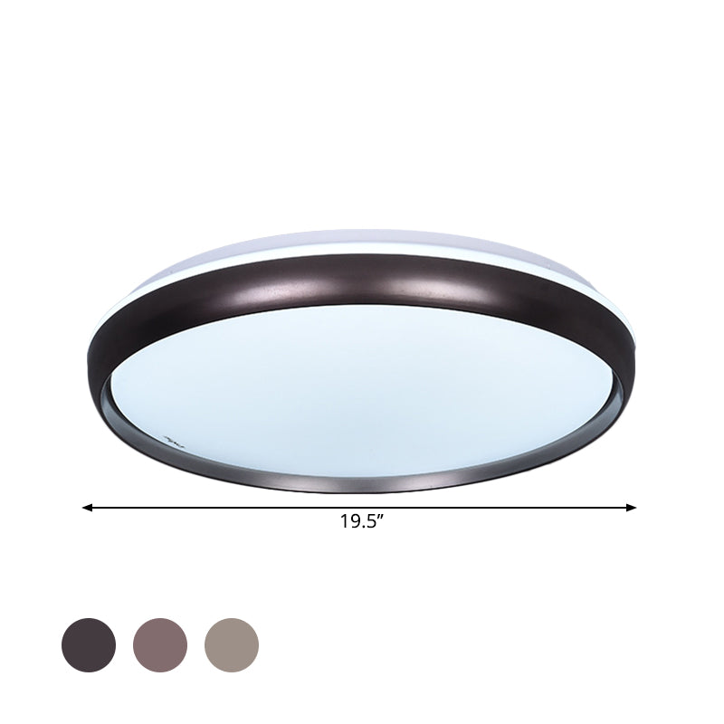 Sleek Round LED Ceiling Lamp - Modern Metallic Dark Brown/Copper/Dark Gold Flush Mount Lighting for Parlor