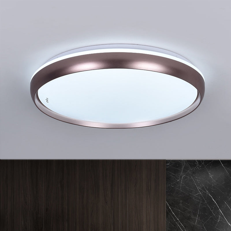 Sleek Round LED Ceiling Lamp - Modern Metallic Dark Brown/Copper/Dark Gold Flush Mount Lighting for Parlor