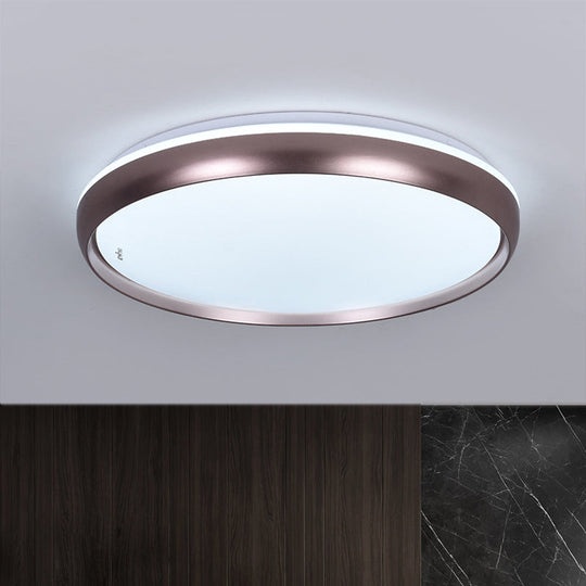 Sleek Round LED Ceiling Lamp - Modern Metallic Dark Brown/Copper/Dark Gold Flush Mount Lighting for Parlor