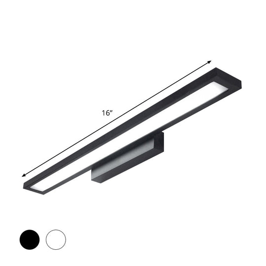 Tube Metal Led Bathroom Vanity Lamp - Minimalist Light Fixture In Black/Silver With Warm/White