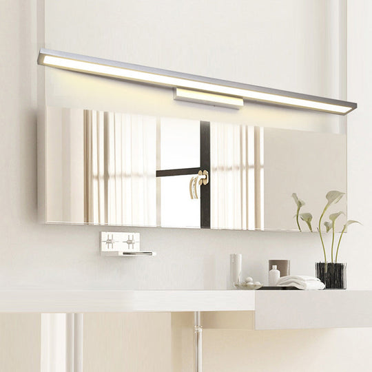 Tube Metal Led Bathroom Vanity Lamp - Minimalist Light Fixture In Black/Silver With Warm/White