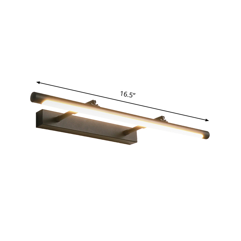 Minimalist Metal Vanity Light 16.5/24.5 Wall Mounted Led Sconce In Warm/White For Restroom