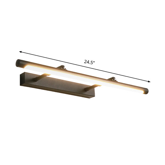 Minimalist Metal Vanity Light 16.5/24.5 Wall Mounted Led Sconce In Warm/White For Restroom