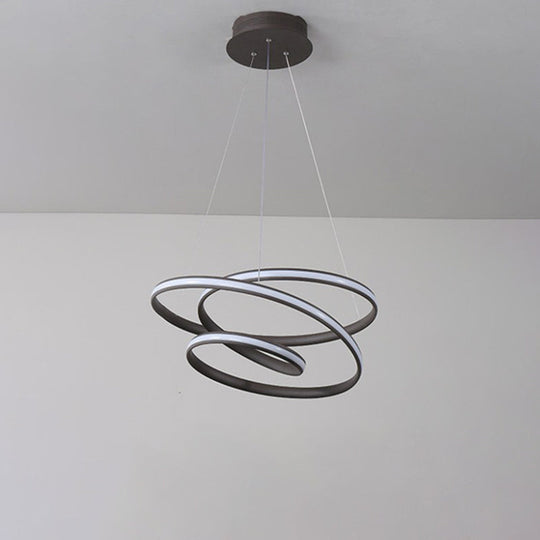 Twisted Circle Suspension Pendant LED Chandelier in Coffee with Warm/White Light for Bedroom