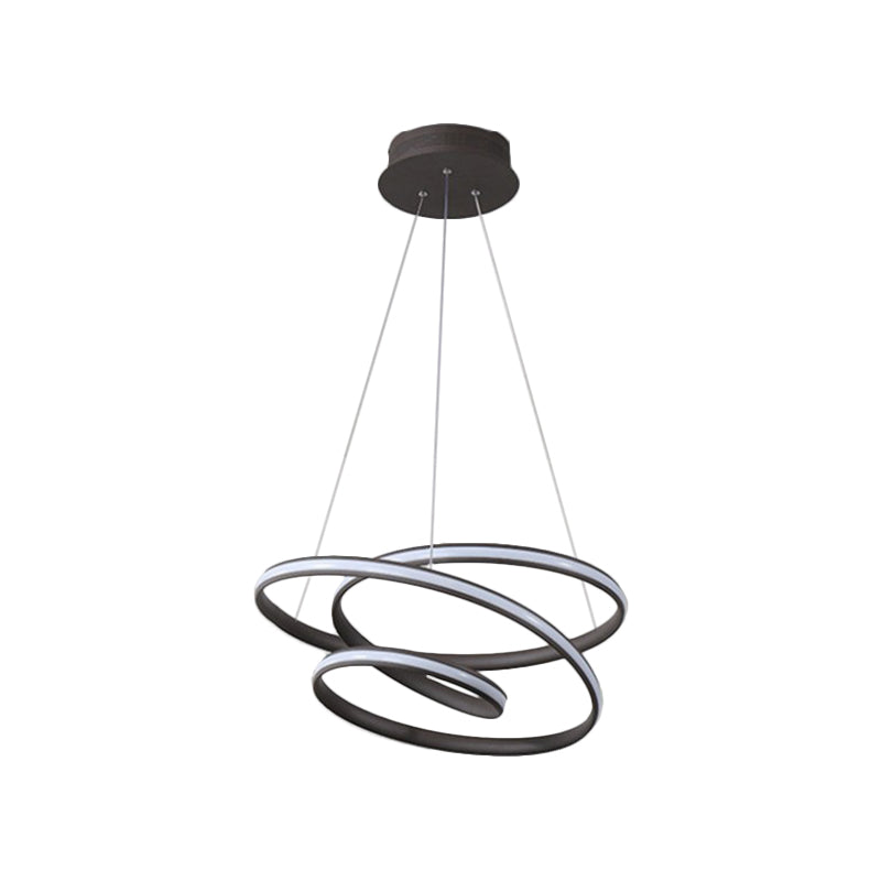 Twisted Circle Suspension Pendant LED Chandelier in Coffee with Warm/White Light for Bedroom