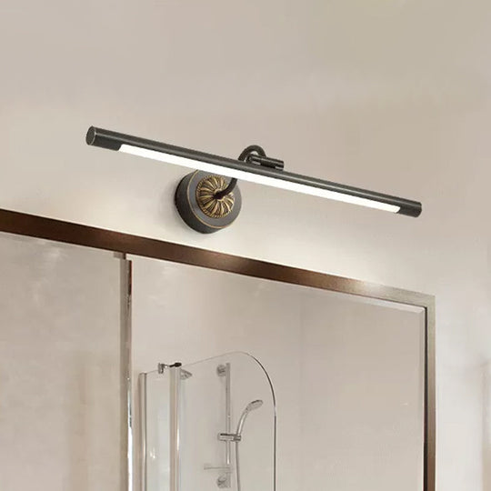 17-22 Modish Swing Arm Wall Lamp With Led Black Vanity Mirror Light / 17