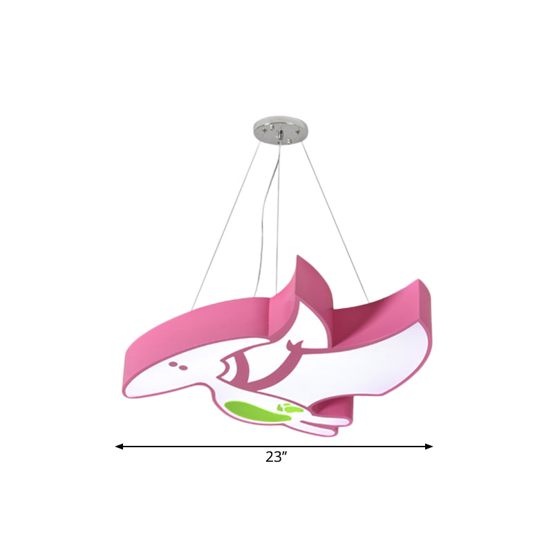 Kids Cartoon Pterosaur/Tyrannosaurus Led Chandelier - Acrylic Pink/Blue Hanging Light Fixture