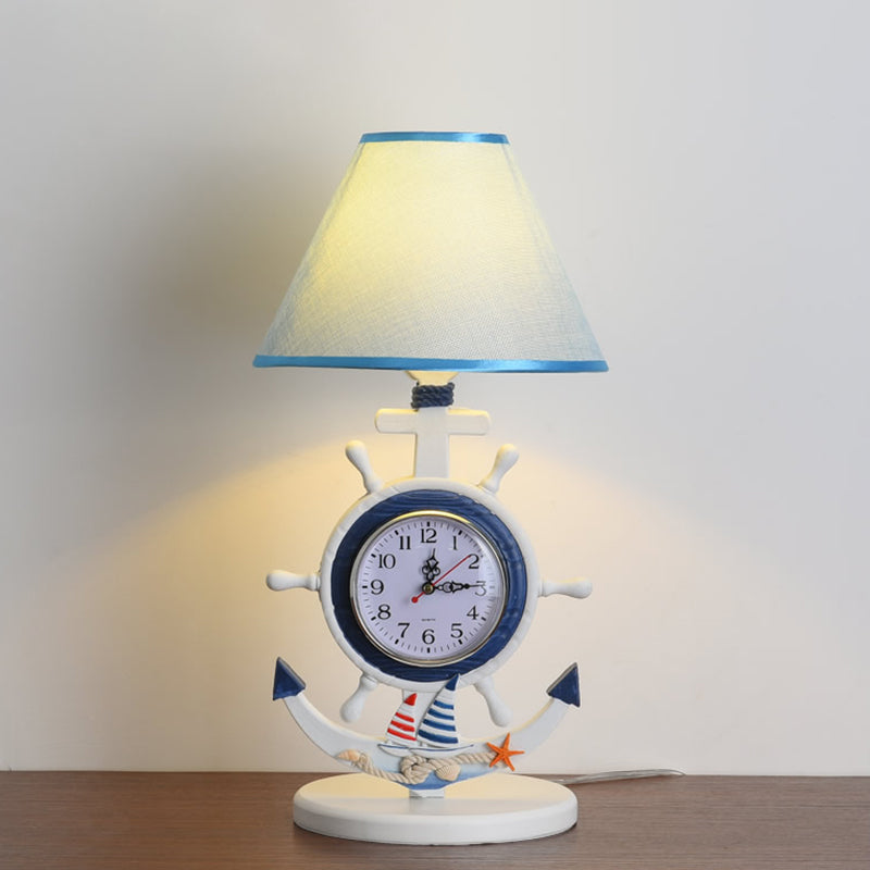 Kids Blue Desk Lamp With Clock Design - 1 Bulb Bedchamber Table Light

(Shorter Title While Still