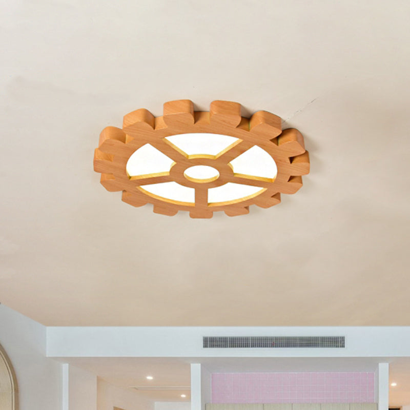 Modernist Metal Led Orange Flush Mount Ceiling Lamp For Kindergarten Gear