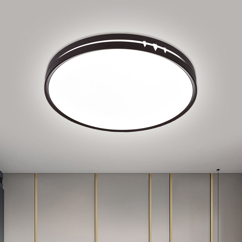 Modern LED Flushmount Ceiling Light with Acrylic Shade - Black/Grey/White Drum Design